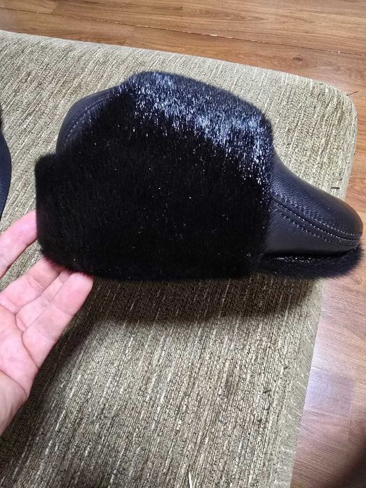 Кепка зимняя натуральный мех и кожа