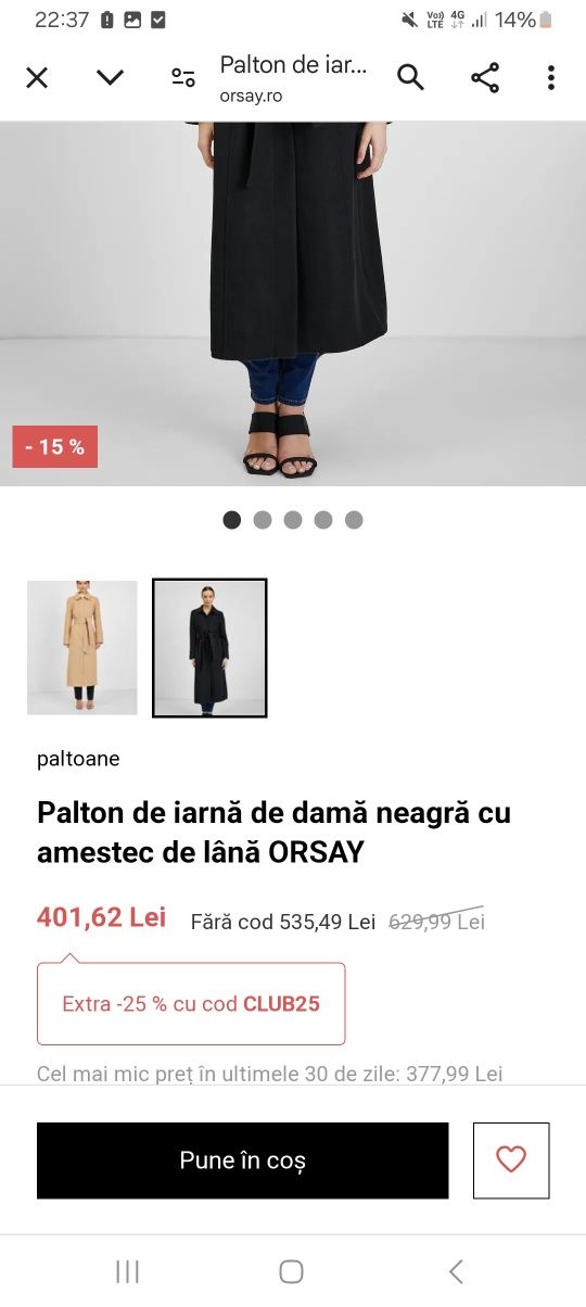 Palton ORSAY de iarna elegant