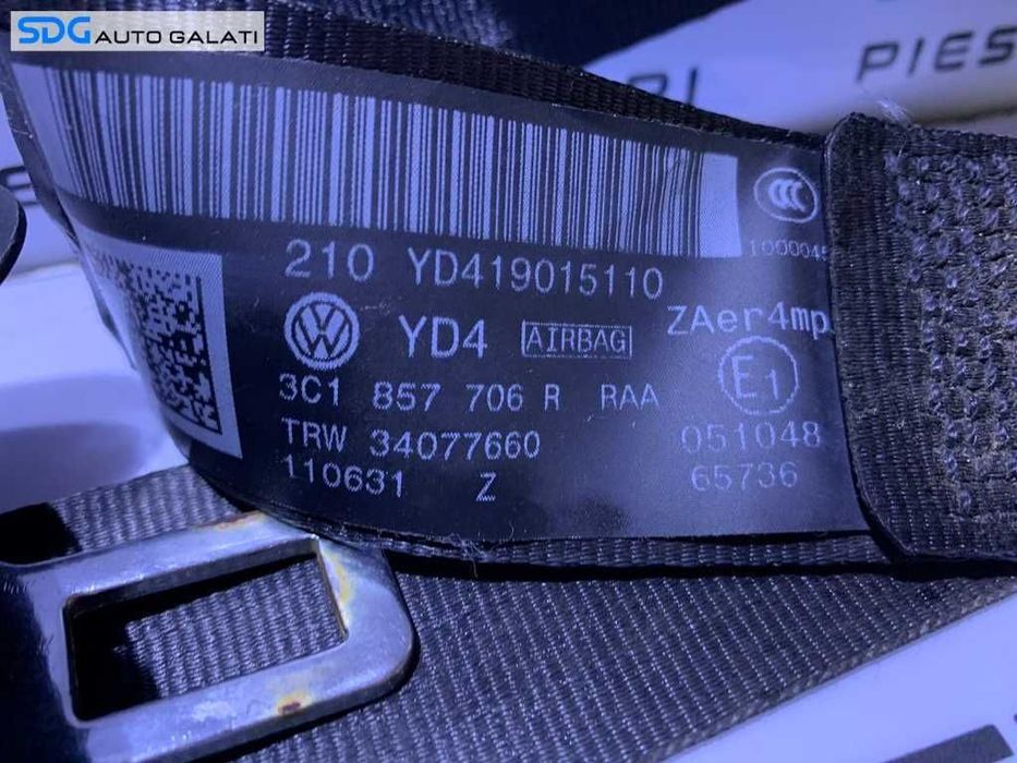 Centura Siguranta Dreapta Fata VW Passat B7 2010 - 2015 Cod 3C1857706R [LC1433]