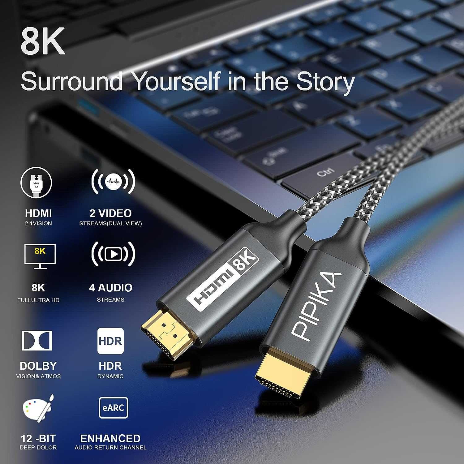 Cablu HDMI 2.1 - 8K#60Hz 4K#120Hz (1 M)