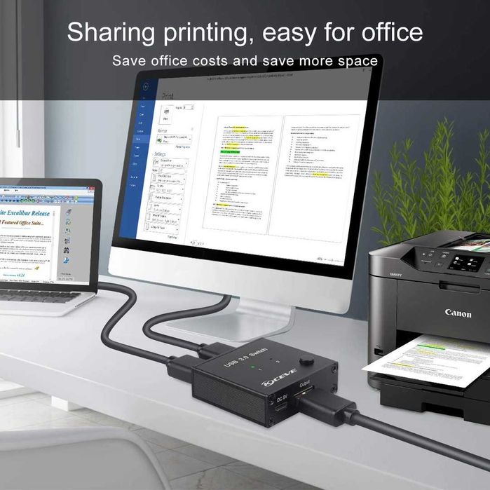 Comutator de partajare USB 3.0 pentru 2 computere