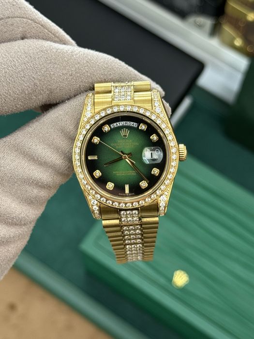 Rolex Day-Date 36mm Green Ice Out