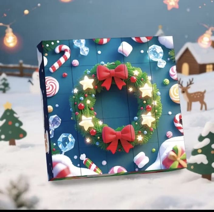 Коледен магнитен пъзел, 25 кубчета