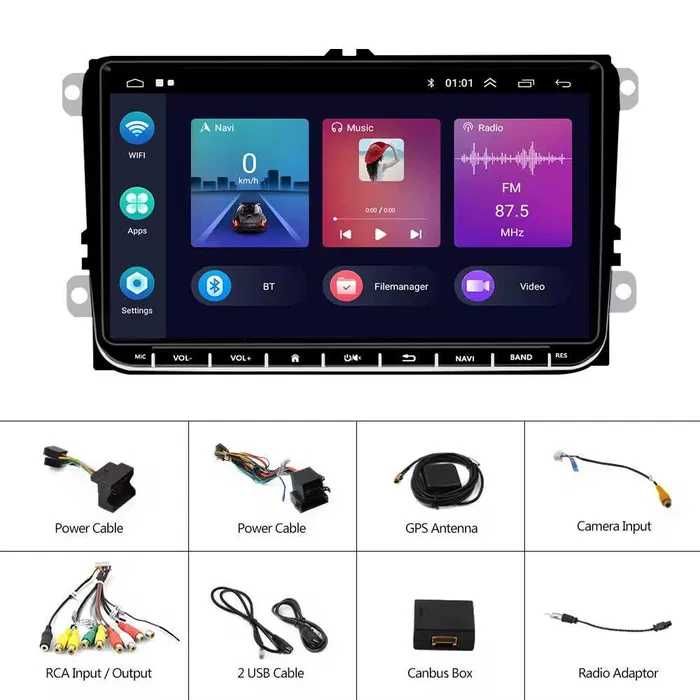 9 Инч Android Мултимедия с CarPlay за VW Golf 5 6 Polo Passat Touran
