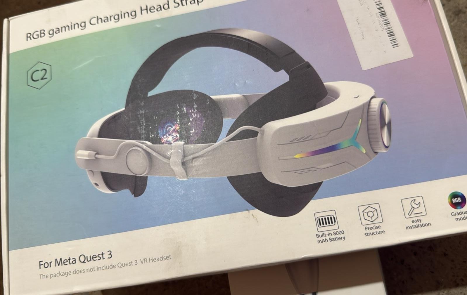 curea de cap de gaming RGB cu încărcare, concepută pentru Meta Quest 3