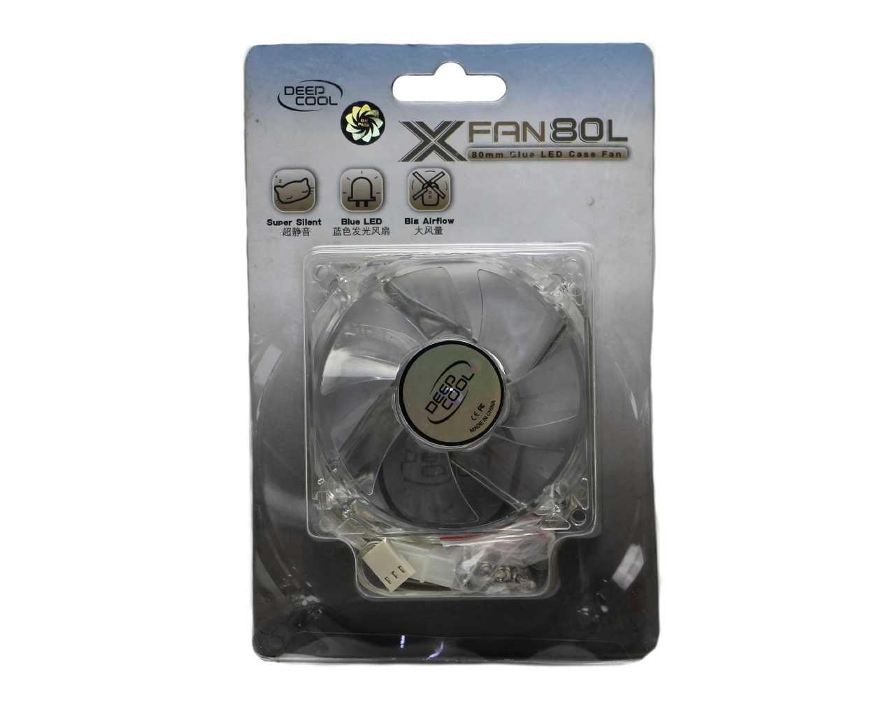 Fan for case Deepcool 8см 3-pin + Molex 4 pin Прозрачный + Синяя подсв
