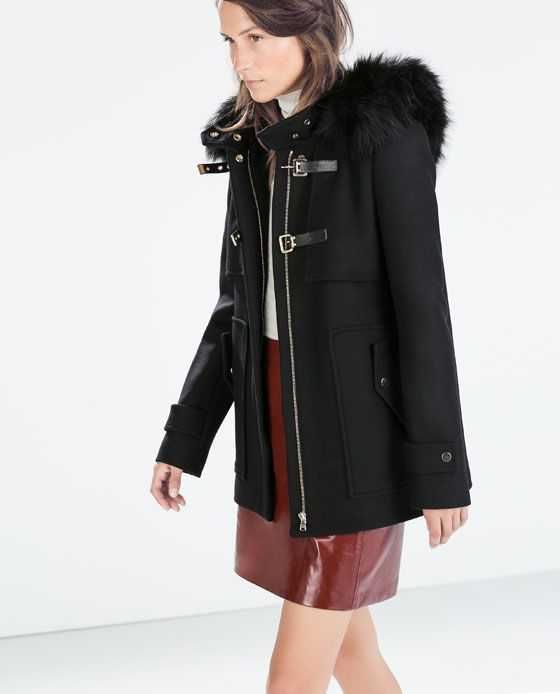 Palton negru din lana Zara