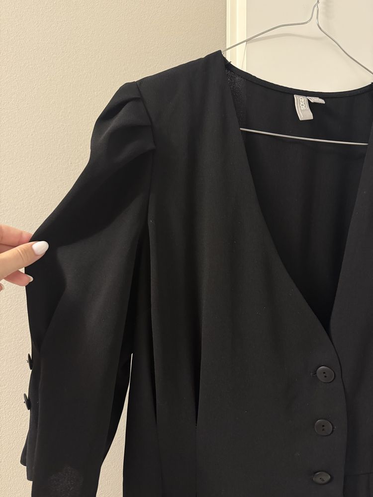 Salopeta tip pantaloni neagra cu nasturi
