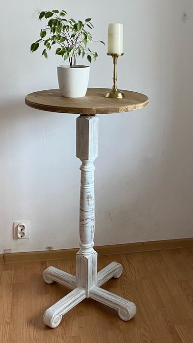 Masă vintage - lemn masiv stejar/ blat de brad