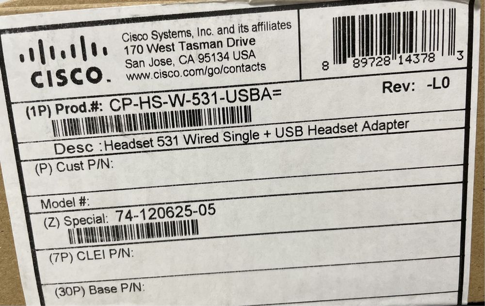 (Nou) Headset 531 wired single Cisco profesional