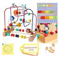 Jucărie Montessori - Spirale motrice pentru copii, cu piese din lemn