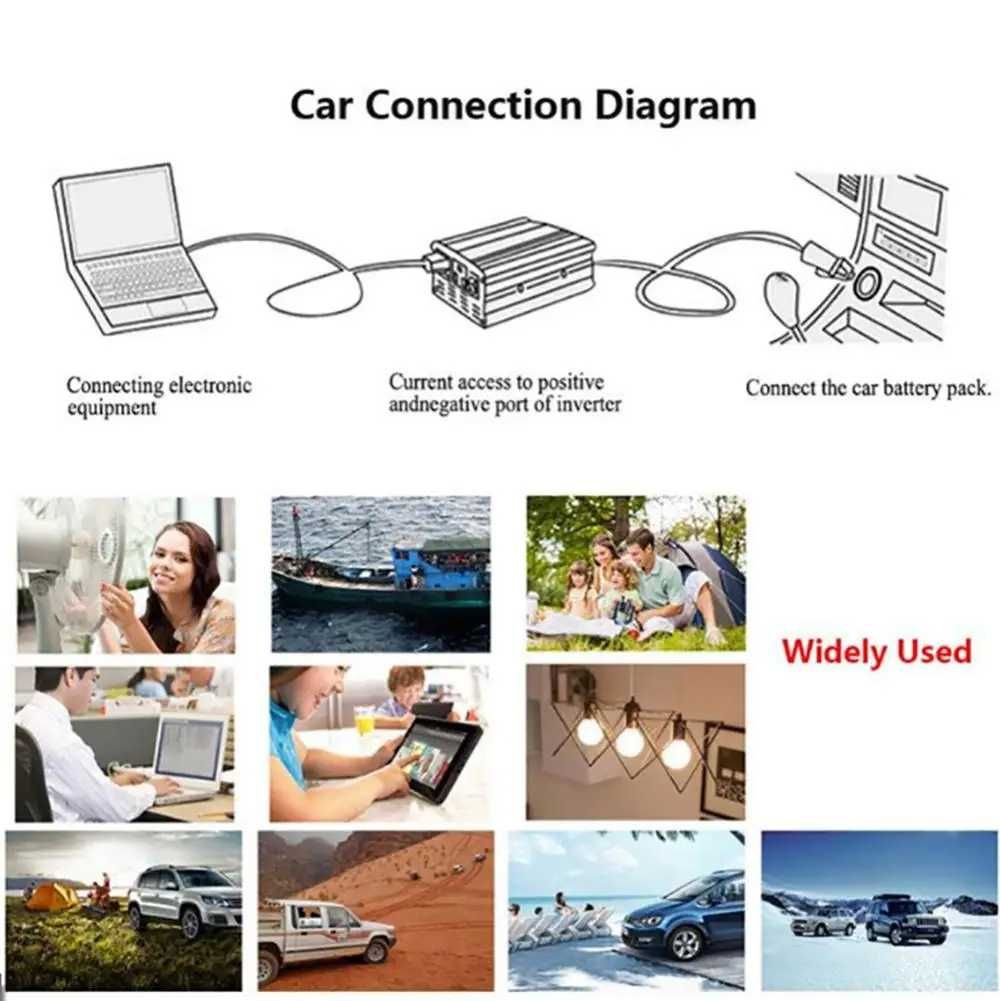 Инвертор на напрежение с дисплей от 24V на 220V с мощност от 2000W