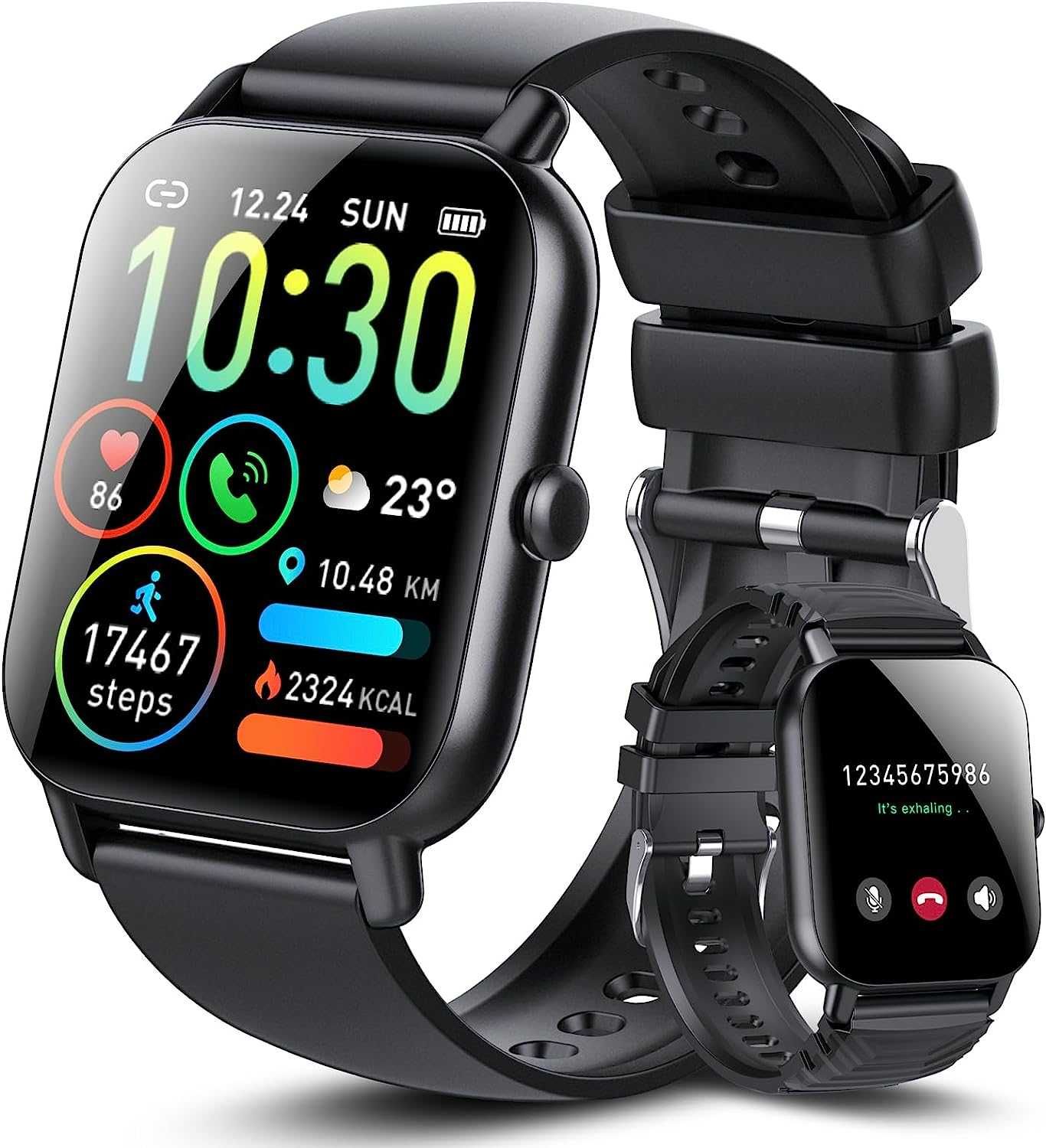 Ceas SmartWatch Apelare Bluetooth Notificari Negru Android IOS Sigilat