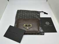 Portcard Philipp Plein din piele naturala maro, original