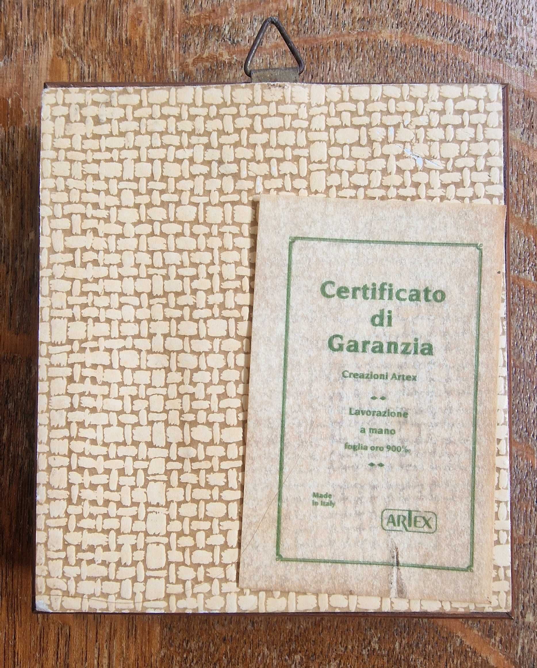 pictură în foiță de aur, vintage, certificat, ștampilă