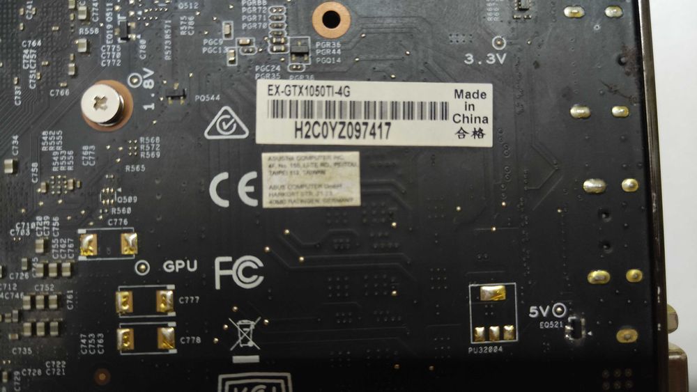 Видеокарта Asus GTX 1050Ti DDR5, 4gb, 128bit