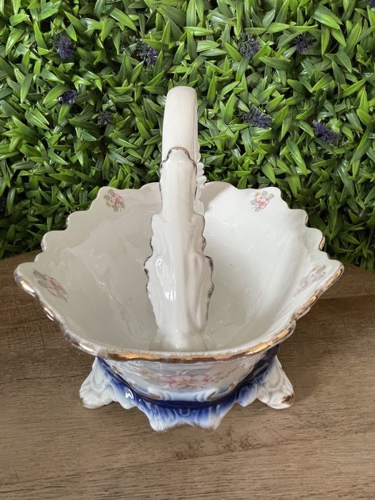Antique fine porcelain floral basket