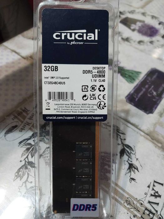 32GB DDR5 Crucial, 4800MT/s, CL40