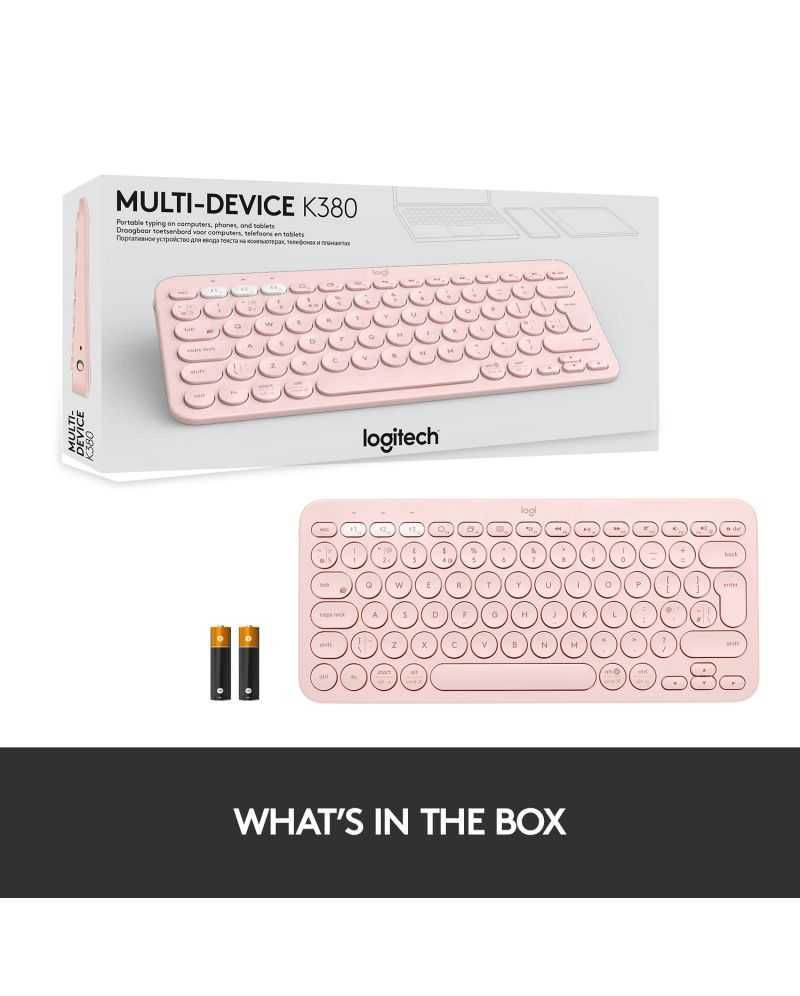 Клавиатура Logitech Multi-Device K380 розова, безжична