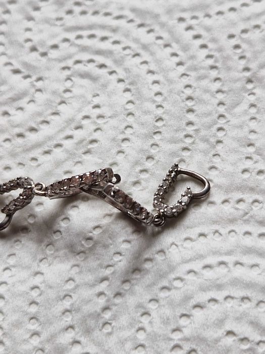 Cercei din argint cu inimă și pietre – stare impecabilă