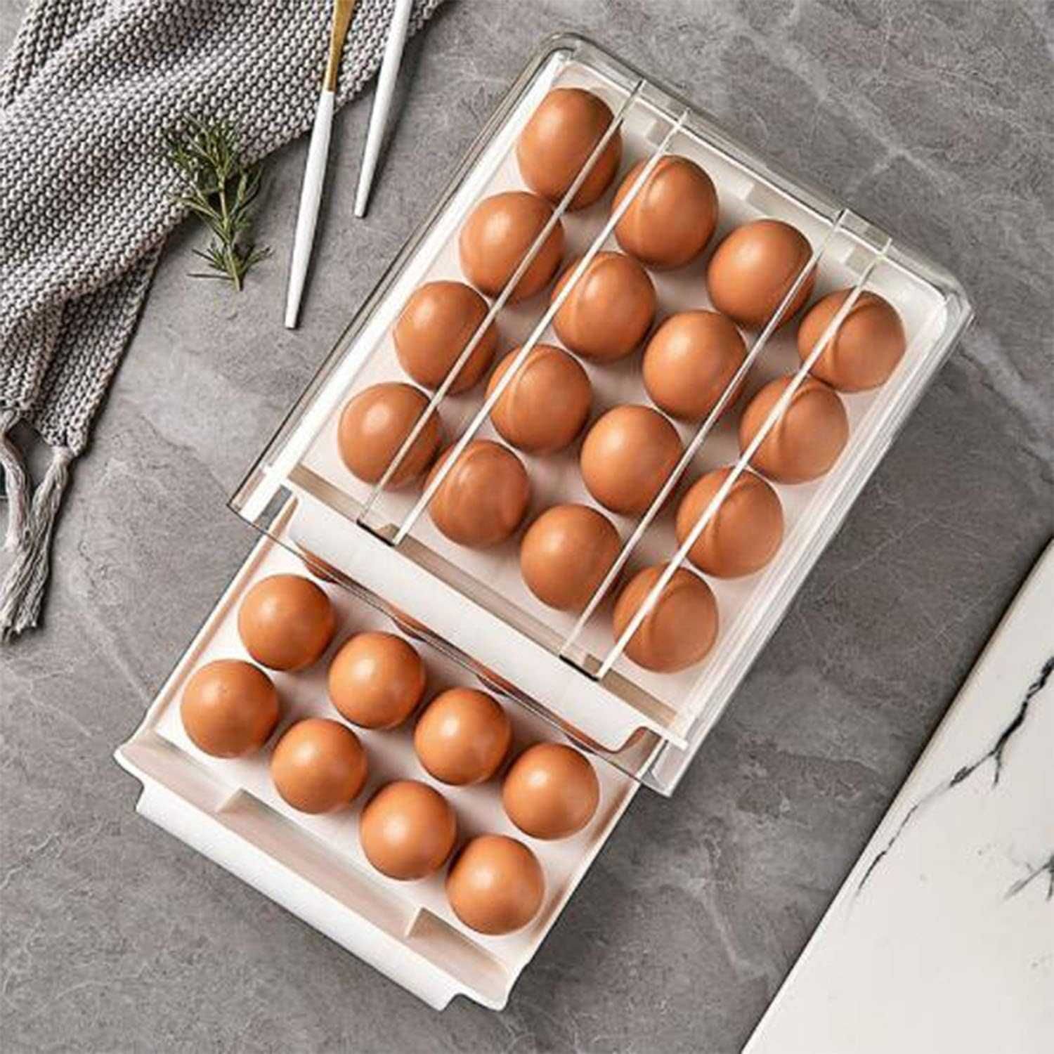 Cutie de depozitare pentru ouă,transparent, cu două straturi
