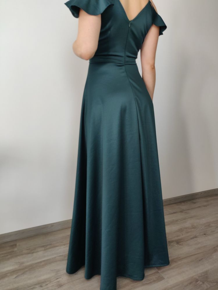 Rochie eleganta de seara (verde smarald) tafta elastica