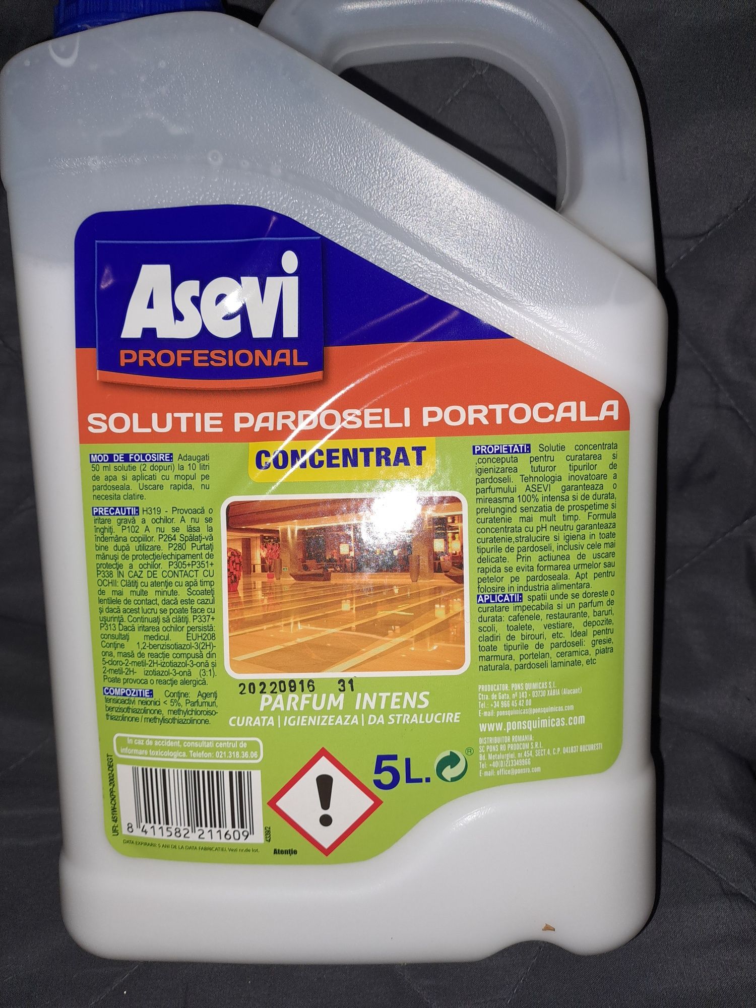 Detergent profesional de pardoseli Asevi 5litri/Sano 2 litri