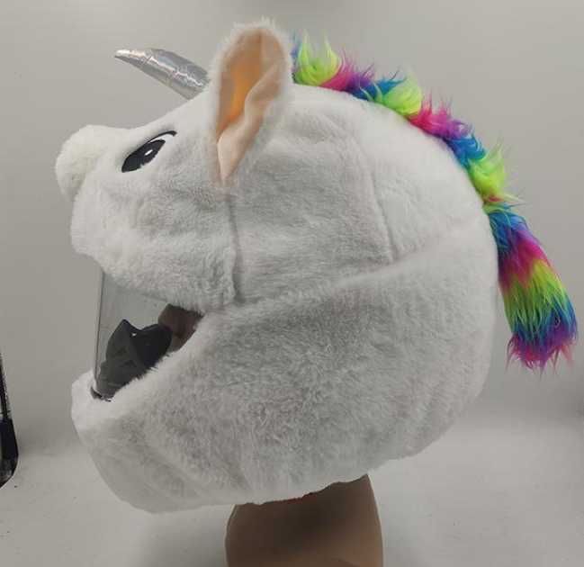 Husa amuzanta casca moto - unicorn alb - dispun mai multe modele