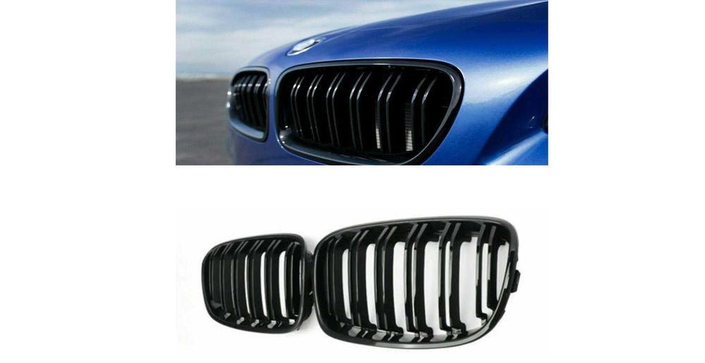 Set 2 grile duble, negru lucios, M Design pentru BMW F20 Nonfacelift