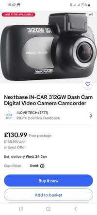 Nextbase iN-CAR 312GW Dash Cam
Digital Video Camera Camcorder