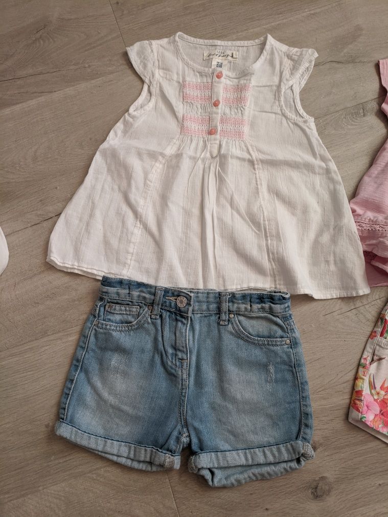 Bluze H&M și pantaloni scurți denim fete  4-6 ani