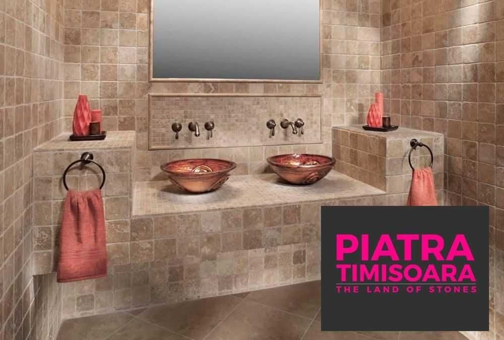 Travertin mixt chituit si periat sau antichizat 10×10cm sau 7.6×15 cm