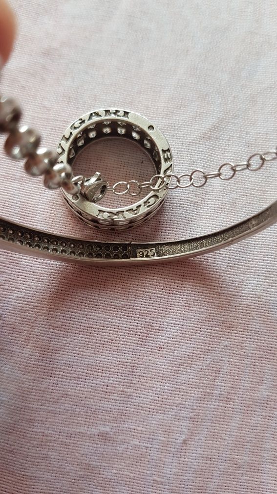 Set argint 925 Bvlgari dama,pietre stralucitoare,Italy model elegant,