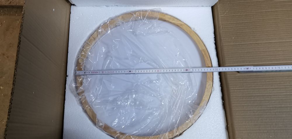 LED плафон за таван Ф50см дървена основа дистанционно