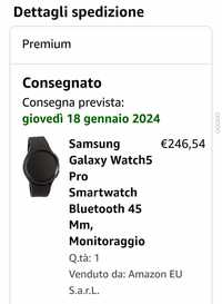 SmartWatch Samsung Galaxy Watch5 Pro 45 mm, achizitionat 18.01.2024