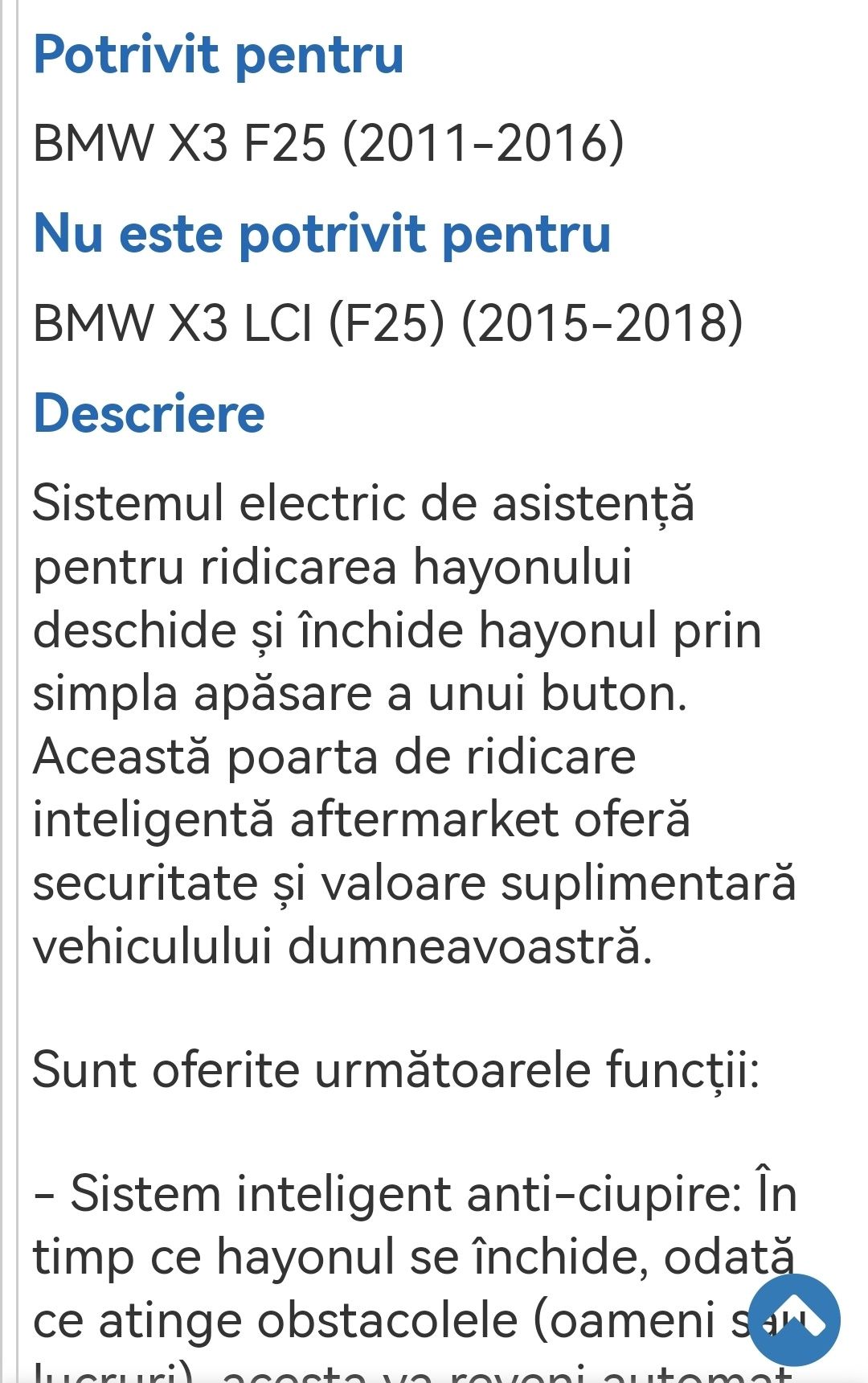 Sistem deschidere haion BMW F25