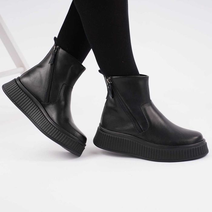 Ghete Imblanite Piele Naturala Talpa Comoda Negru