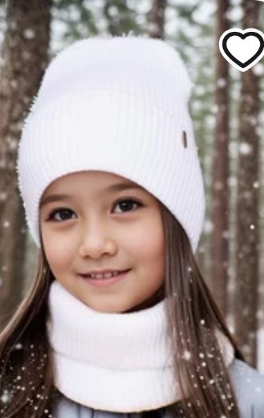 Шапка со снудом 5000 белые зима 3 -15 лет