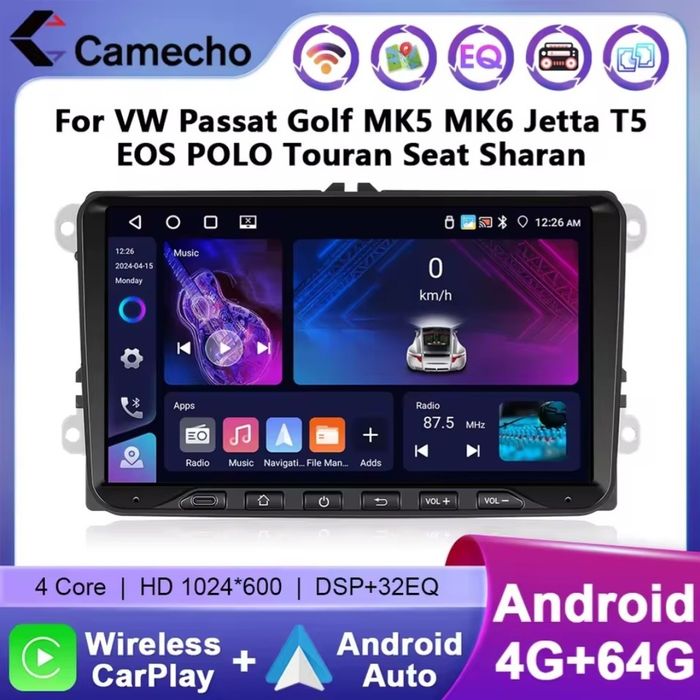 Android 14  4G+64G CarPlay,Android Auto за VW,Audi