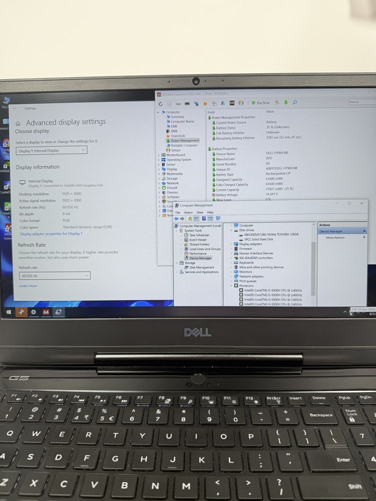 DELL G15/i5-9300H/NVIDIA GTX 1650/16GB RAM/128GB NVMe+256GB SSD