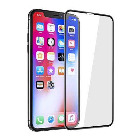 Folie de sticla FULL GLUE pentru Apple iPhone X, GloMax 5D Negru