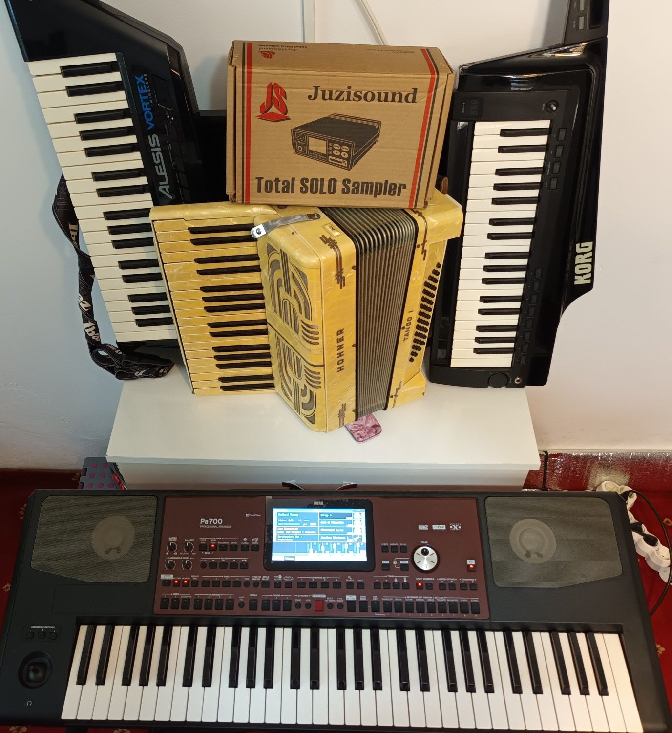 Orga KorgPA700 acordeon Hohner keyboard Korg RK 100S