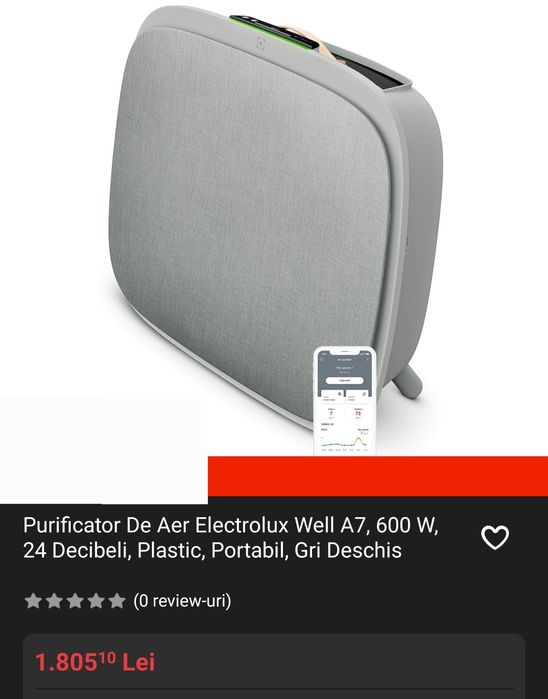 OFERTĂ LIMITATĂ– Purificator aer Electrolux WA7, Nou,special pe