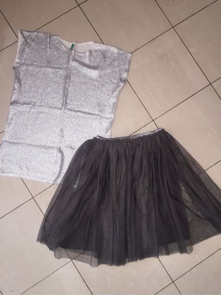 Блестящи пола,панталон;рокля Benetton,GAP;пайети;сребрист134-158