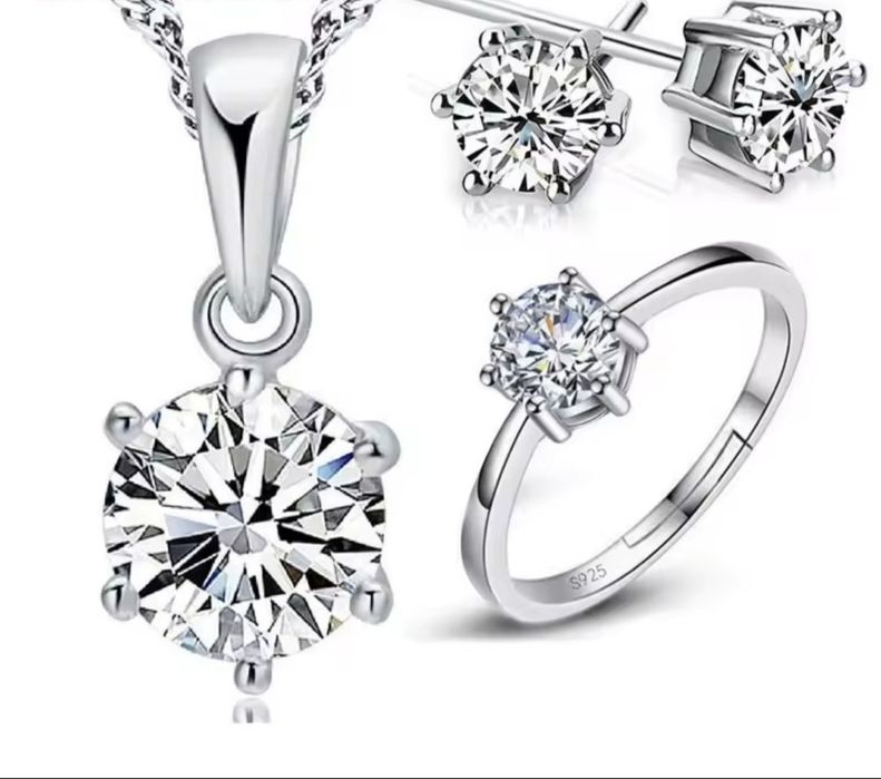 Set de bijuterii de argint S925, inel ajustabil.