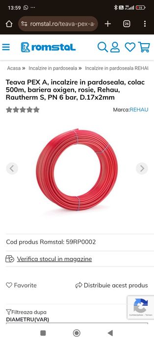 Vând țeavă încălzire în pardoseală și vas expansiune