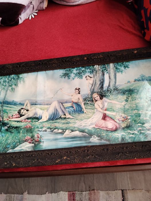 Pictura unica pe panza, și tablou tapițat 3D, +stropitoare de aramă !