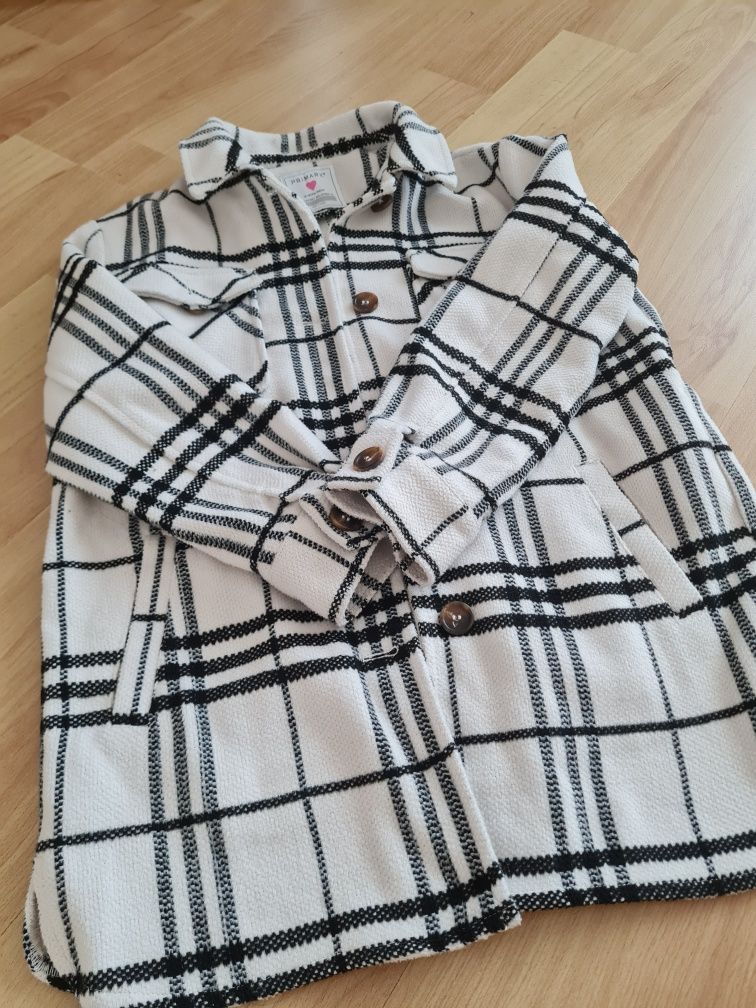 Палто тип риза черно-бяло