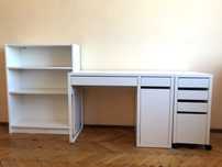 Бюро и контейнер IKEA MICKE и ниска библиотека IKEA BILLY