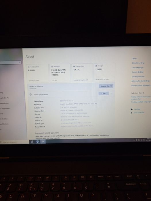 Laptop Lenovo Thinkpad L570 , FullHD , i5-7200U , 8 GB ddr4 , SSD 240